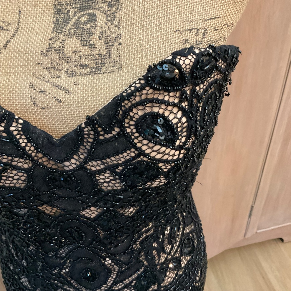 Jovani Corset Beaded Lace Black Mini Dress Prom formal size 2 - Picture 3 of 14